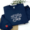 Embroidered Anti Social Book Club Bookish Shirt Book Lover Booktok Social Book Shirt T-Shirts, Hoodie, Sweatshirt - T-Shirt, Sweatshirt, Hoodie