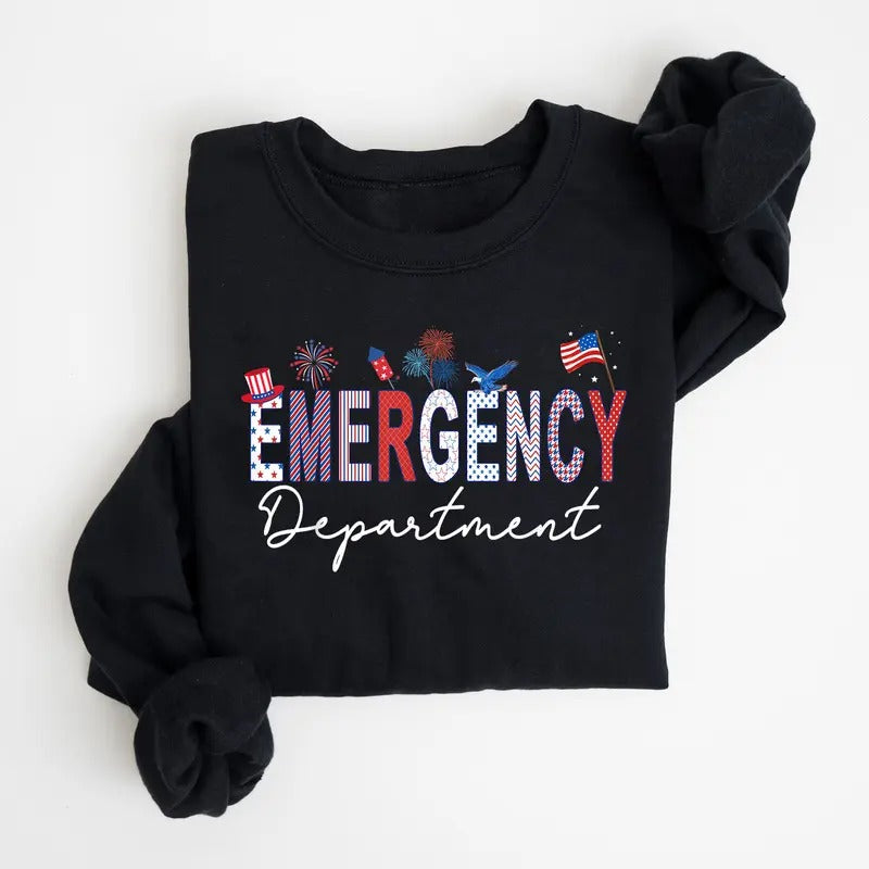 Emergency Department 4th July USA Emergency Room Nurse Shirt ER Nurse ER Tech Emergency Nurse Emergency Nurse T-Shirts, Hoodie, Sweatshirt - T-Shirt, Sweatshirt, Hoodie