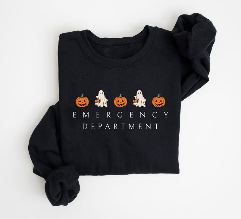 Emergency Department Halloween Halloween ER Nurse Emergency Dept ED ER Emergency Room Doctor Staff Nurse Ghost Pumpkin Shirt Nursing Student Spooky Nurse Shirt T-Shirts, Hoodie, Sweatshirt - T-Shirt, Sweatshirt, Hoodie