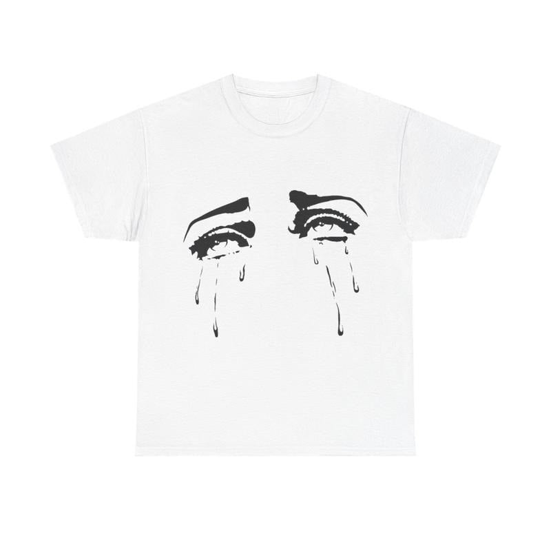 Emo Gothic Crying Tears Y2k Shirt Anime Fan Emotional Face Casual Comfortable Cotton Fit Top T-Shirts, Hoodie, Sweatshirt - T-Shirt, Sweatshirt, Hoodie