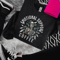 Emotional Support Coffee Skeleton Black Casual Skull Grunge Goth Comfortable Cotton Fit Streetwear Tops T-Shirts, Hoodie, Sweatshirt - T-Shirt, Sweatshirt, Hoodie