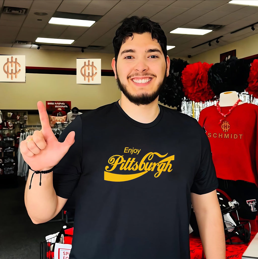 Enjoy Pittsburgh logo shirt Unisex T-shirt, Sweatshirt, Hoodie, Long Sleeve Tee - T-Shirt, Sweatshirt, Hoodie