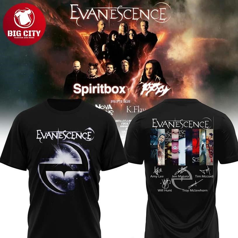Evanescence 2026 World Tour North America Europe And UK Two Sided Shirt Unisex T-shirt, Sweatshirt, Hoodie, Long Sleeve Tee - T-Shirt, Sweatshirt, Hoodie