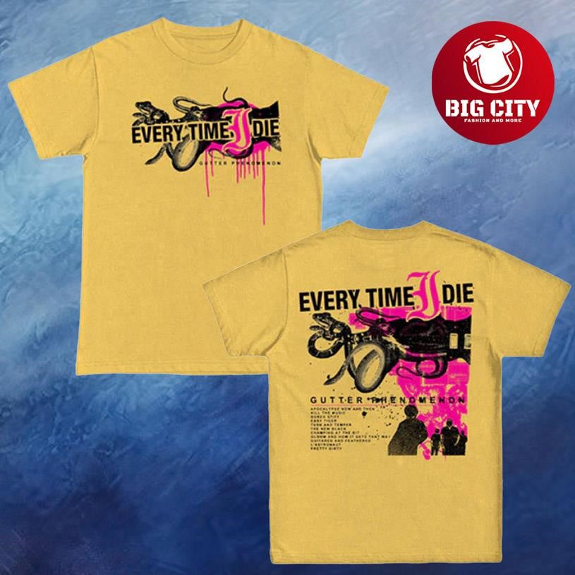 Every Time I Die Etid Merch Gutter Phenomenon Tracklist Two Sided Shirt Unisex T-shirt, Sweatshirt, Hoodie, Long Sleeve Tee - T-Shirt, Sweatshirt, Hoodie