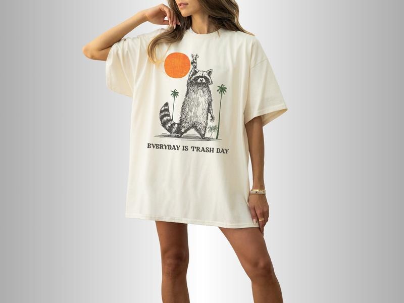 Everyday Is Trash Day Raccoon Shirt Retro Sunset Shirt Raccoon Lover Shirt Cool Vintage Raccoon Shirt Distressed Meme Shirt T-Shirts, Hoodie, Sweatshirt - T-Shirt, Sweatshirt, Hoodie