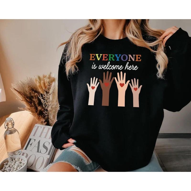 Everyone Is Welcome Here Shirt Inclusive Education Shirt Idaho Teacher Equality Equality Classroom Diversity Hands T-Shirts, Hoodie, Sweatshirt - T-Shirt, Sweatshirt, Hoodie