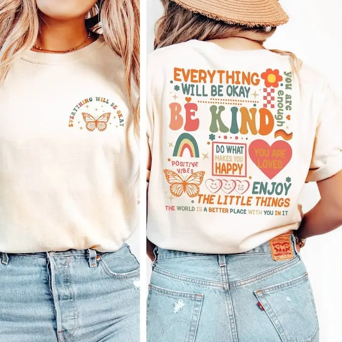 Everything Will Be Okay Shirt Mental Health Retro Shirt Self Growth Shirt Positive Shirt Therapy Mental Illness T-Shirts, Hoodie, Sweatshirt - T-Shirt, Sweatshirt, Hoodie