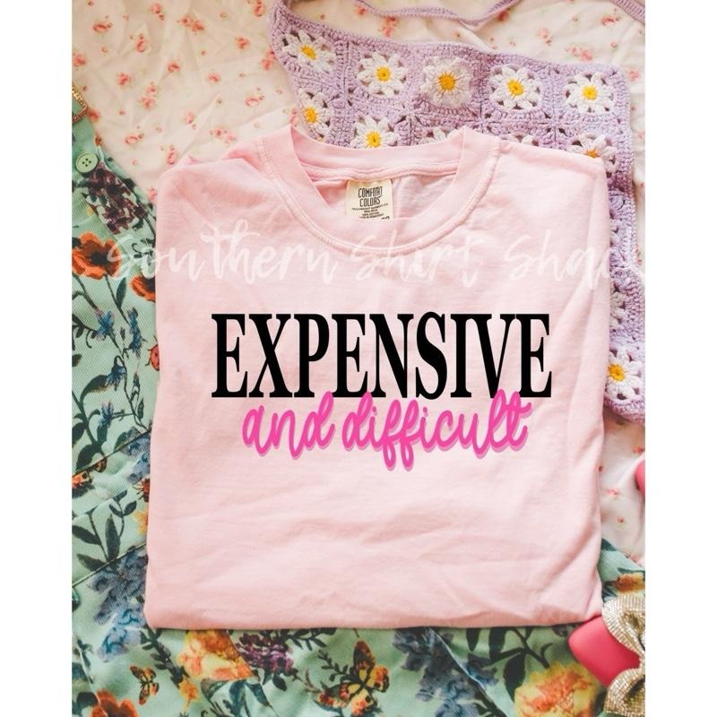 Expensive Difficult Preppy Humor Light Pink Comfort Colors T-Shirts, Hoodie, Sweatshirt - T-Shirt, Sweatshirt, Hoodie