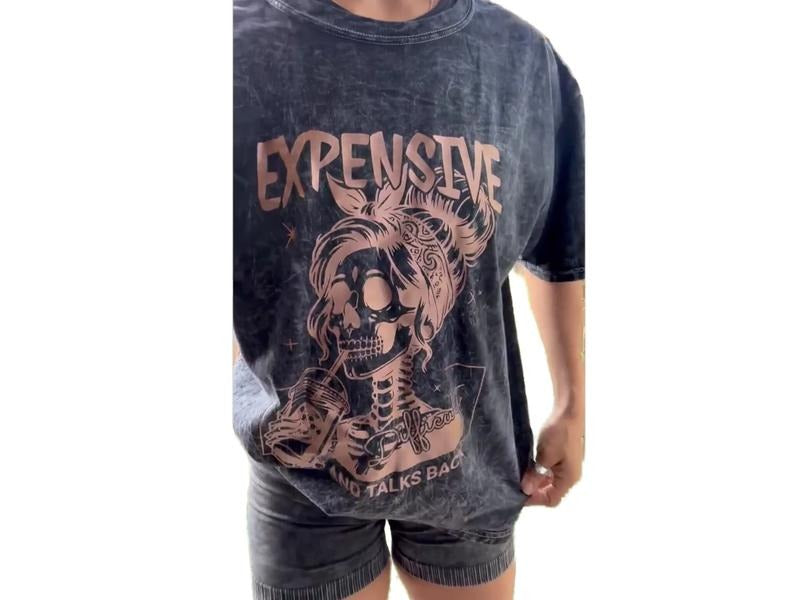 Expensive Difficult & Talks Back Casual Coffee Lover Shirt Sarcastic Vintage Inspired Statement Shirts Skeleton Retro Boho Skull T-Shirts, Hoodie, Sweatshirt - T-Shirt, Sweatshirt, Hoodie