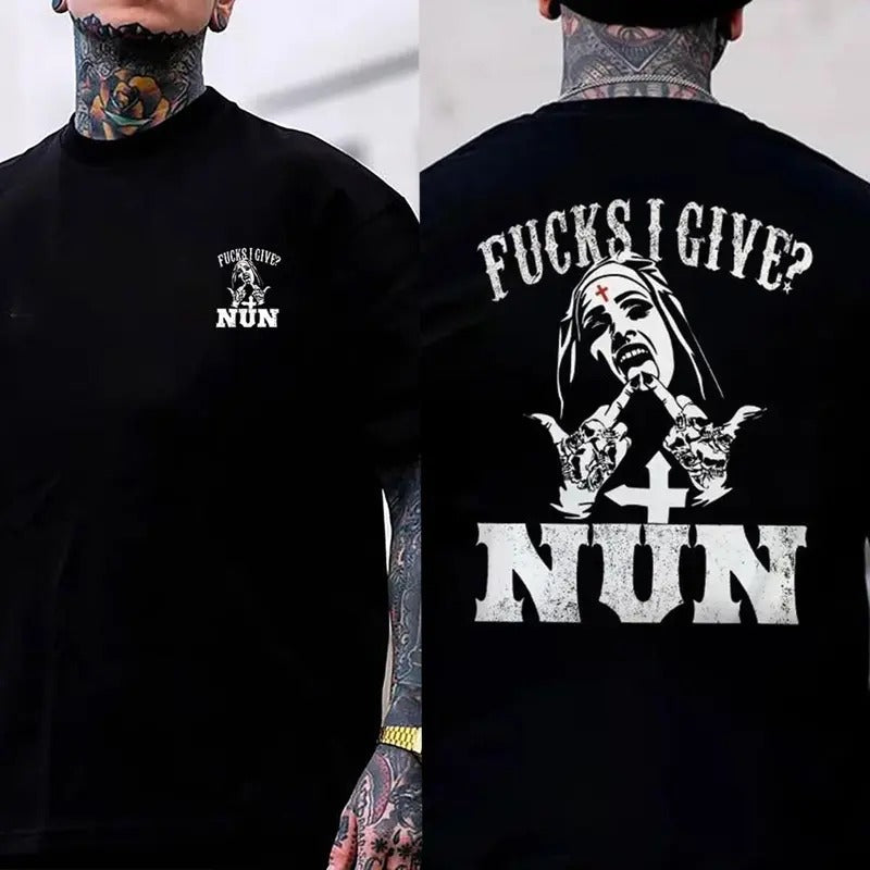 F@Ck I Give Nun Double Sided Shirt Shirt Naughty Clothes Menswear Classic Classic Cotton Fabric Cotton Fabric Menswear Classic Menswear Pocket Sport T-Shirts, Hoodie, Sweatshirt - T-Shirt, Sweatshirt, Hoodie