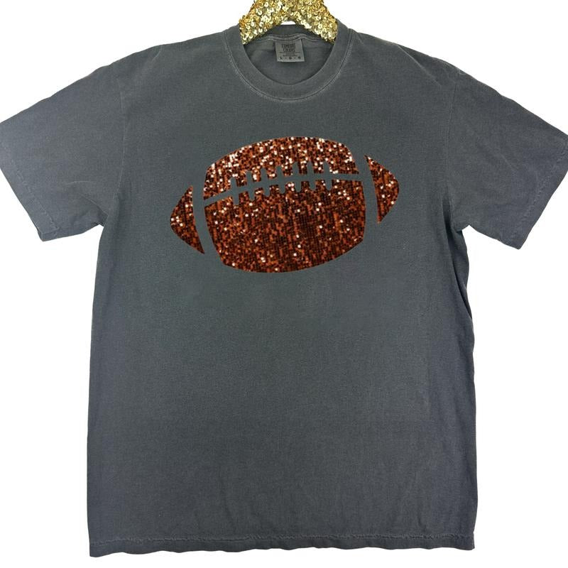 FAUX Glitter Football Comfort Colors T-Shirts, Hoodie, Sweatshirt - T-Shirt, Sweatshirt, Hoodie