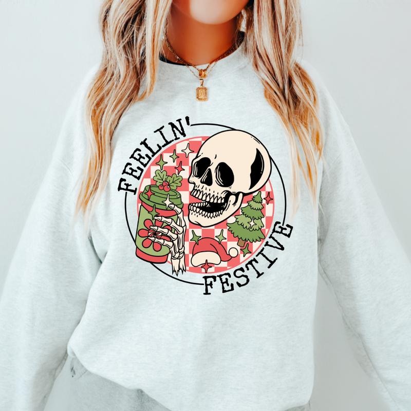 FEELING FESTIVE SKELETON ( Fit Causal ) Womenswear T-Shirts, Hoodie, Sweatshirt - T-Shirt, Sweatshirt, Hoodie