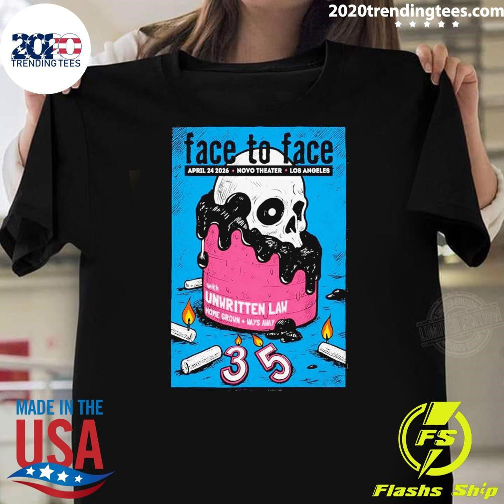 Face To Face April 24, 2026 Novo Theater Los Angeles CA Shirt Unisex T-shirt, Sweatshirt, Hoodie, Long Sleeve Tee - T-Shirt, Sweatshirt, Hoodie