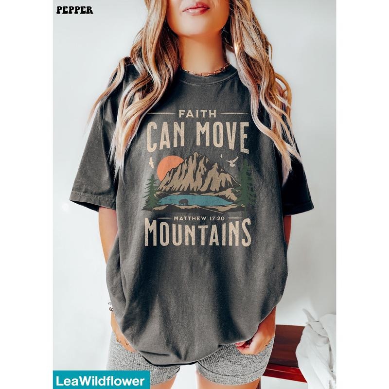 Faith Can Move Mountains Boho Christian Shirt Bible Verse Shirt Jesus Christian Shirt T-Shirts, Hoodie, Sweatshirt - T-Shirt, Sweatshirt, Hoodie