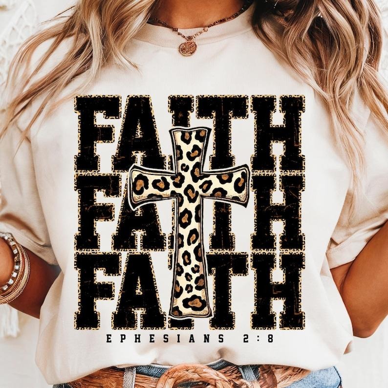 Faith Cross Leopard Print Christian Shirt Faith Based Shirt Inspirational Religious Scripture T-Shirts, Hoodie, Sweatshirt - T-Shirt, Sweatshirt, Hoodie