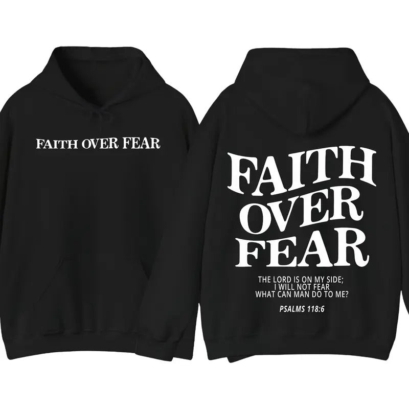Faith Over Fear Christian Christian Hooded DRG Jesus Bible Verse Cotton Menswear Classic Love Personalized T-Shirts, Hoodie, Sweatshirt - T-Shirt, Sweatshirt, Hoodie