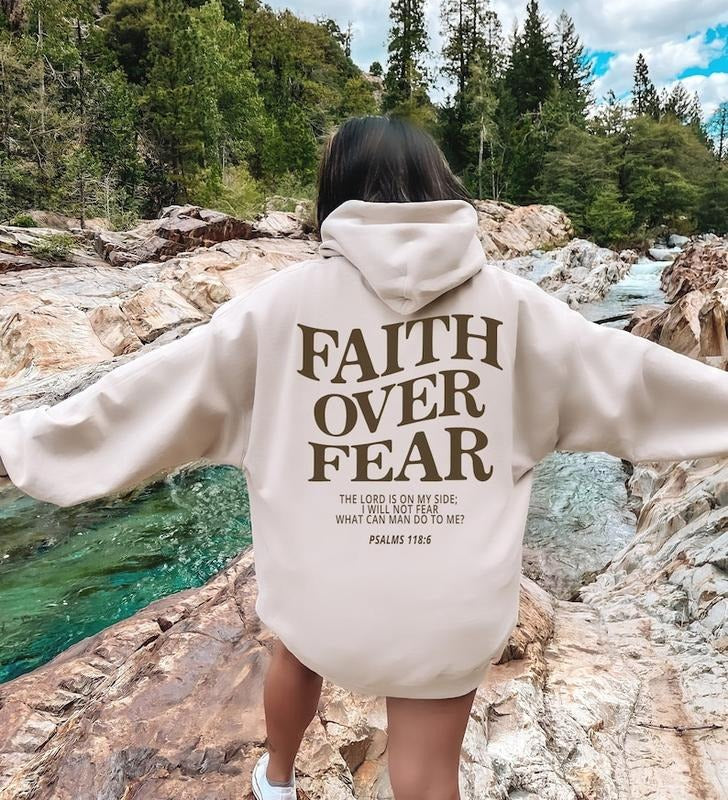 Faith Over Fear Christian Christian Jesus Bible Verse Faith Over Fear ; Cotton Menswear T-Shirts, Hoodie, Sweatshirt - T-Shirt, Sweatshirt, Hoodie