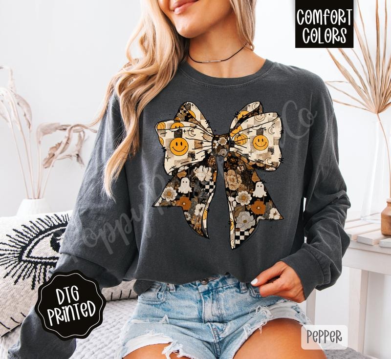 Fall Collage Bow Long Sleeve Autumn T-Shirts, Hoodie, Sweatshirt - T-Shirt, Sweatshirt, Hoodie