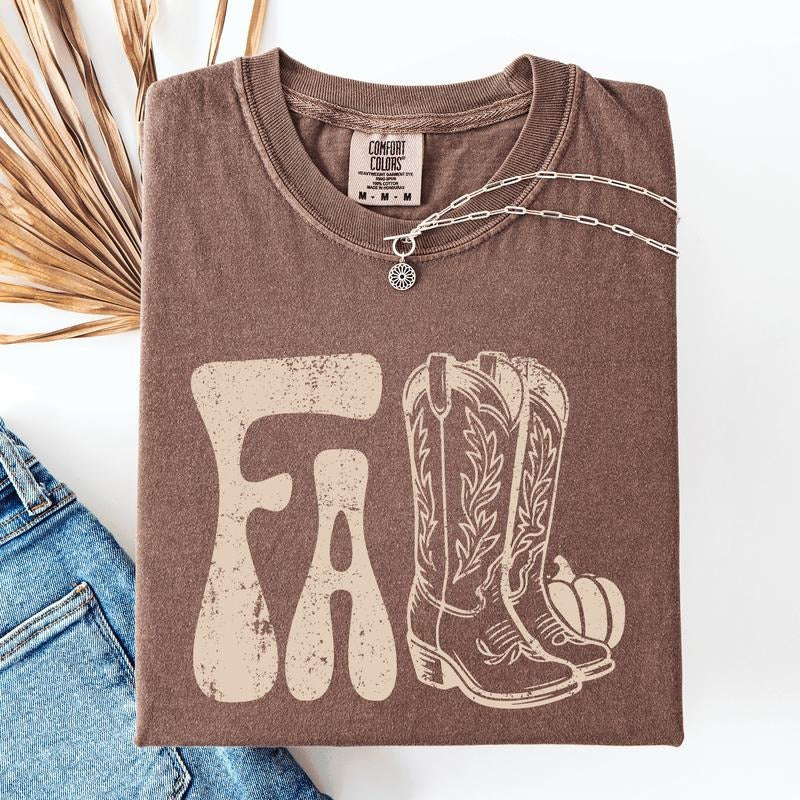 Fall Cowboy Boots Western Autumn Comfort Colors T-Shirts, Hoodie, Sweatshirt - T-Shirt, Sweatshirt, Hoodie