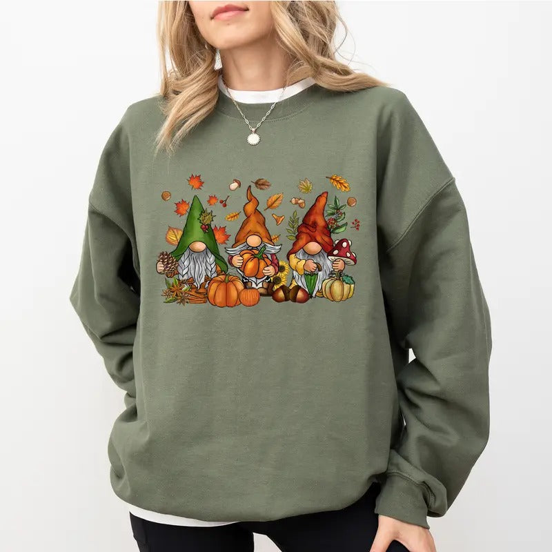 Fall Gnomes Vintage Gnomes Autumn Fall Gnome Thanksgiving Gnomes Thanksgiving Comfy Long Sleeve Cute Tops Fall Casual Womenswear Comfort Fabric Cotton Top T-Shirts, Hoodie, Sweatshirt - T-Shirt, Sweatshirt, Hoodie