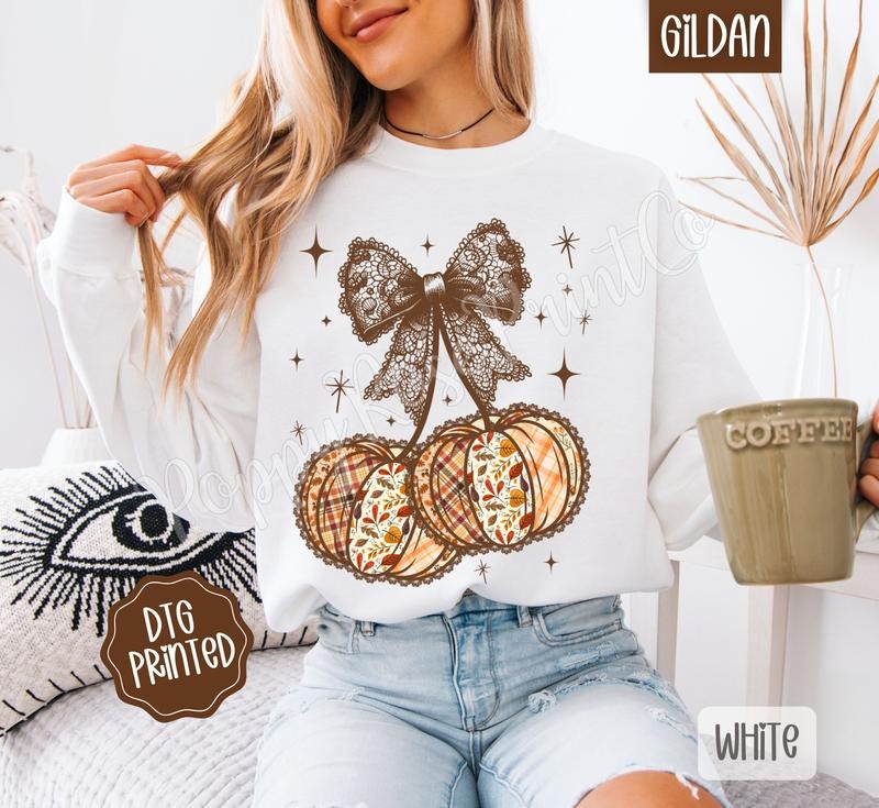 Fall Pumpkin Cherries Autumn Bow T-Shirts, Hoodie, Sweatshirt - T-Shirt, Sweatshirt, Hoodie