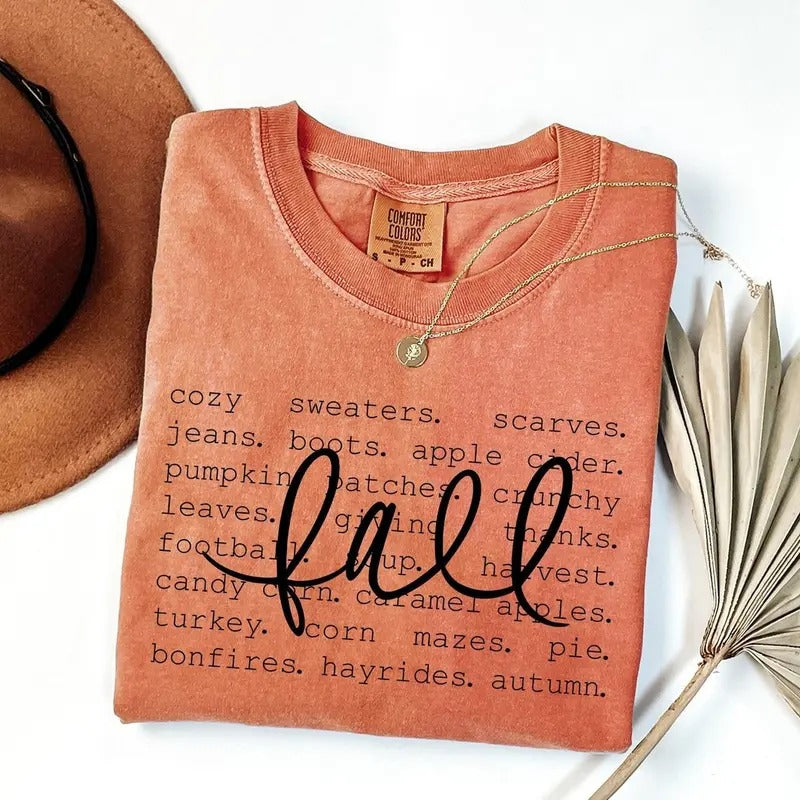 Fall Words Shirt Fall Shirt Autumn Shirt Hello Fall Thanksgiving Fall Comfort Colors Shirt T-Shirts, Hoodie, Sweatshirt - T-Shirt, Sweatshirt, Hoodie