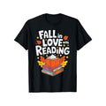 'Fall Love Reading' Pumpkin 100% Cotton Crew Neck Short Sleeve Casual Printed Comfort Perfect Teachers Book Lovers Black Made USA T-Shirts, Hoodie, Sweatshirt - T-Shirt, Sweatshirt, Hoodie