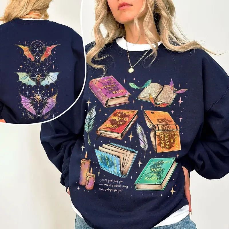 Fan ACOTAR Two Sided Bat Shirt Velaris Book Lover SJM Inspired Bookish T-Shirts, Hoodie, Sweatshirt - T-Shirt, Sweatshirt, Hoodie