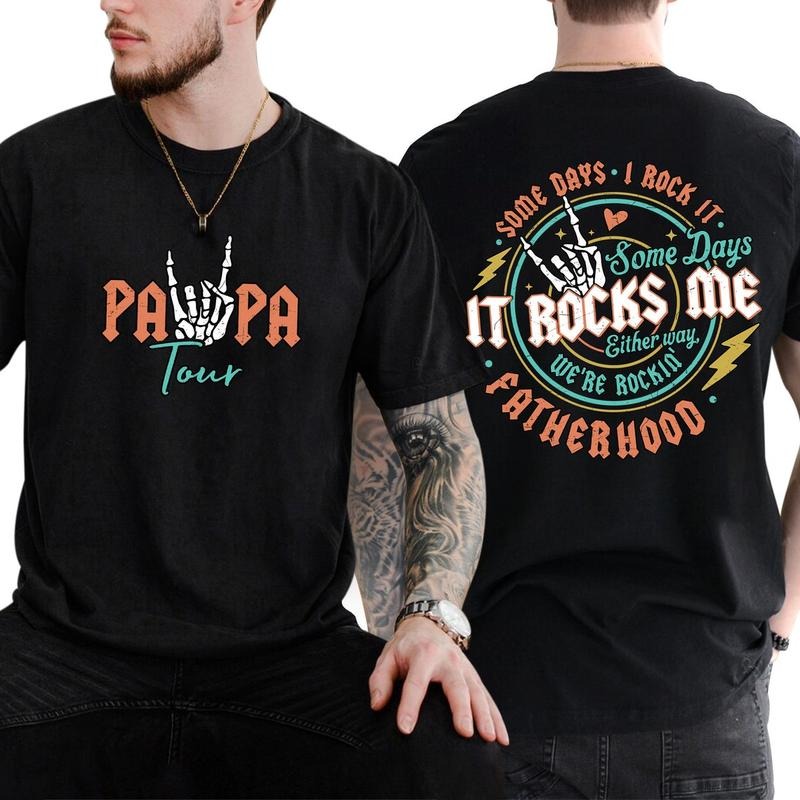 Fatherhood Shirt Some Days I Rock Shirt Papa Lighting Bold Shirt Papa Tour Shirt Funny Shirt T-Shirts, Hoodie, Sweatshirt - T-Shirt, Sweatshirt, Hoodie