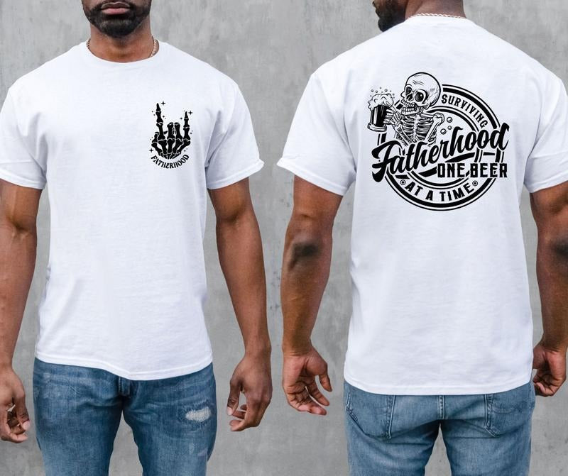 Fatherhood Surviving One Beer Time Svg Png Fatherhood Png Dad Svg Skull Svg Funny Png Sarcastic Png Pocket Included TK43GN T-Shirts, Hoodie, Sweatshirt - T-Shirt, Sweatshirt, Hoodie