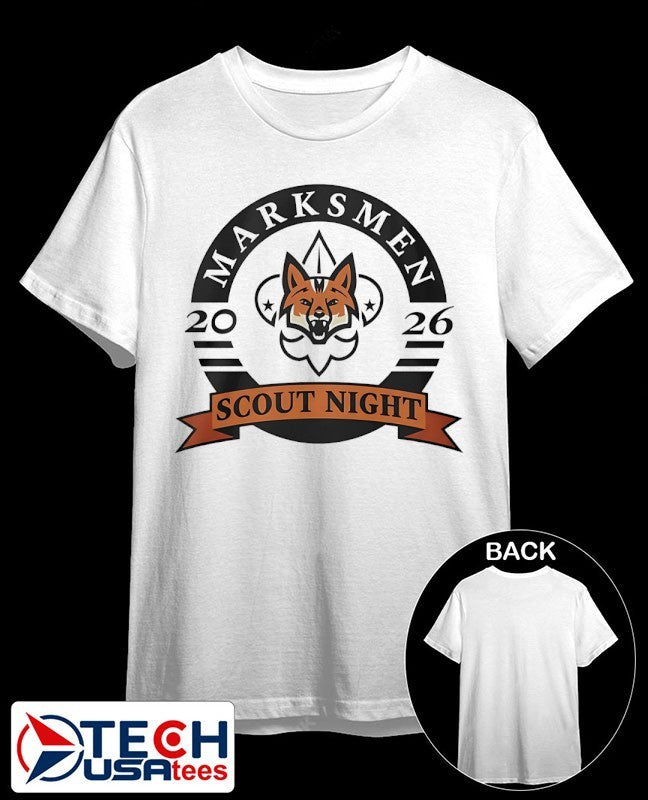 Fayetteville Marksmen Hockey Scout Night 2026 logo shirt Unisex T-shirt, Sweatshirt, Hoodie, Long Sleeve Tee - T-Shirt, Sweatshirt, Hoodie