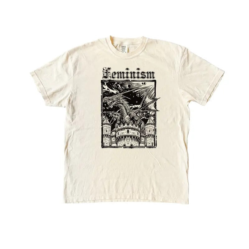 Feminism Dragon Vintage Dragon Castle Funny Activism Retro Shirt Womenswear Top T-Shirts, Hoodie, Sweatshirt - T-Shirt, Sweatshirt, Hoodie