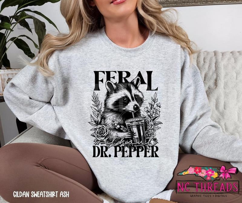 Feral Out Dr Pepper Pop Caffeine Drinks Neutral Minimalistic Viral Funny T-Shirts, Hoodie, Sweatshirt - T-Shirt, Sweatshirt, Hoodie