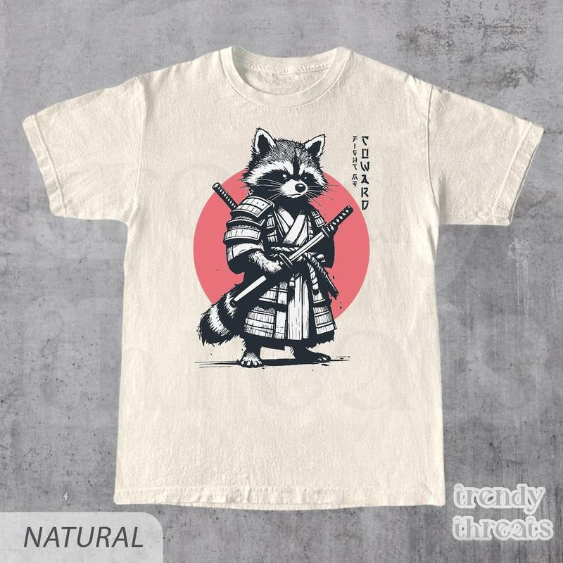 Fight Me Coward Vintage Samurai Raccoon Shirt Funny Funny Martial Arts Shirt Funny Raccoon Funny Him & Herstyle{N002}2 T-Shirts, Hoodie, Sweatshirt - T-Shirt, Sweatshirt, Hoodie