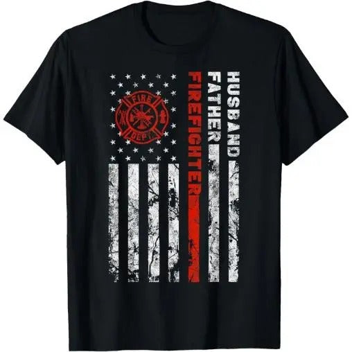 Firefighter Husband Father Fireman Dad Made USA T-Shirts, Hoodie, Sweatshirt - T-Shirt, Sweatshirt, Hoodie