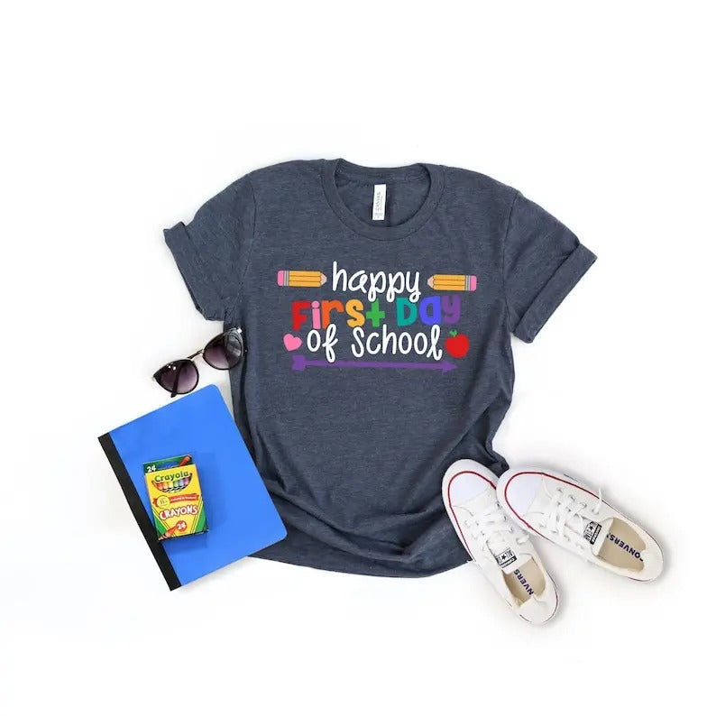 First Day School Shirt Happy First Day School Shirt Teacher Shirt Teacher Life Shirt School Shirts 1st Day School Shirt T-Shirts, Hoodie, Sweatshirt - T-Shirt, Sweatshirt, Hoodie