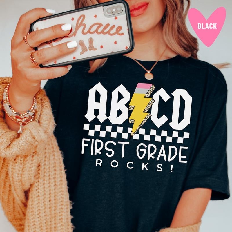 First Grade Rocks Teacher Shirt Teacher Back School Shirt T-Shirts, Hoodie, Sweatshirt - T-Shirt, Sweatshirt, Hoodie