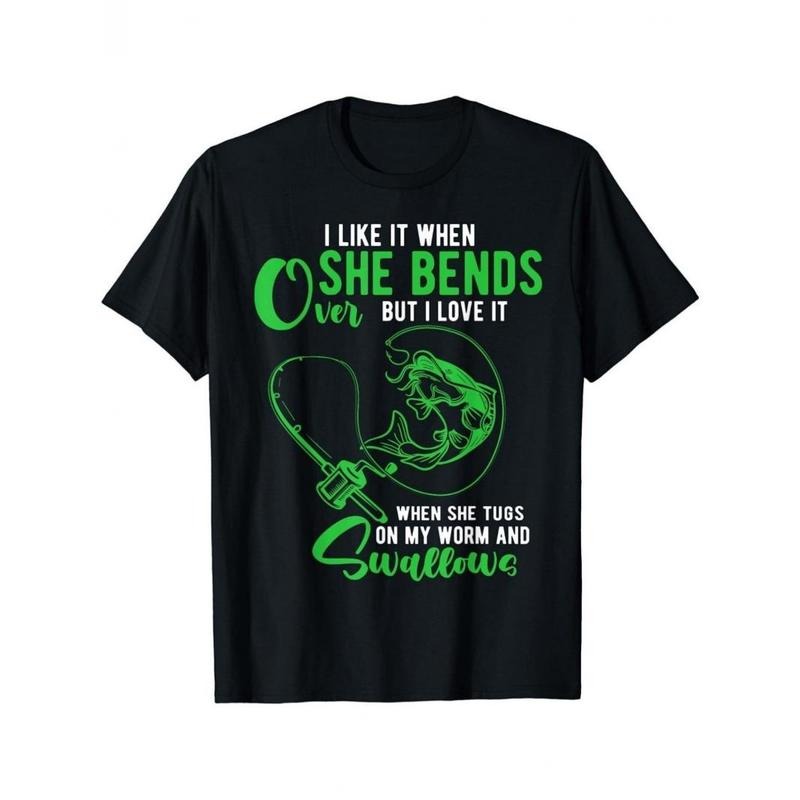 Fishing Rod SHE BENDS Print Comfortable Regular Cotton High End Quality DIY Suitable All Seasons Cotton Fabric Durable Comfortable Thanksgiving . Made USA T-Shirts, Hoodie, Sweatshirt - T-Shirt, Sweatshirt, Hoodie