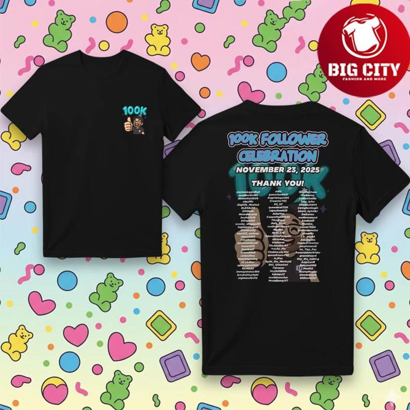 Flashforce 100K Follower Celebration Two Sided Shirt Unisex T-shirt, Sweatshirt, Hoodie, Long Sleeve Tee - T-Shirt, Sweatshirt, Hoodie