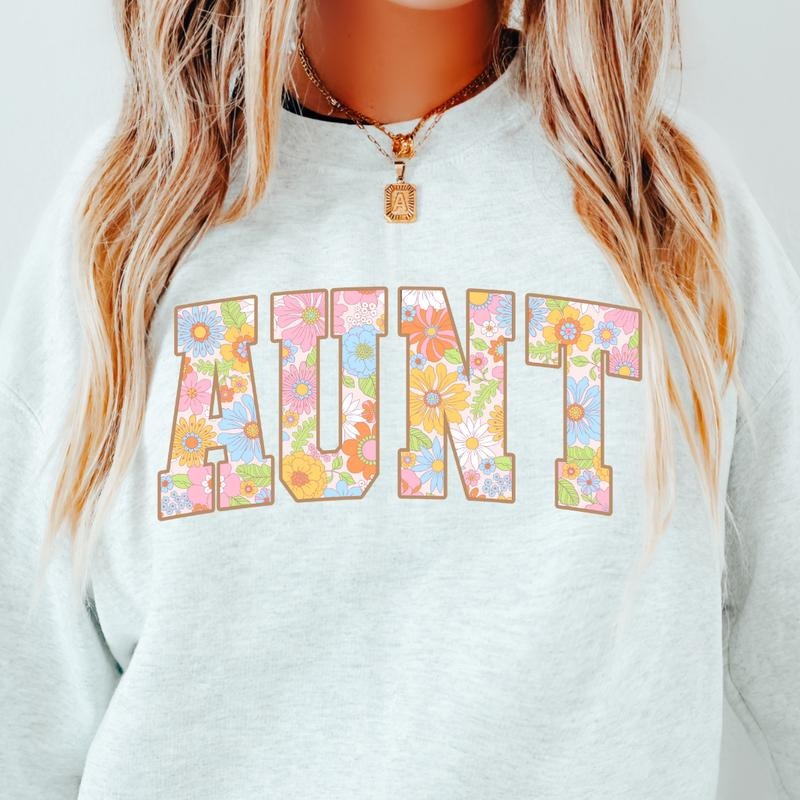 Floral Aunt Retro Cotton Fit Sleeve Comfortable Cute CASUAL COTTON Mama Womenswear Athletic Basic T-Shirts, Hoodie, Sweatshirt - T-Shirt, Sweatshirt, Hoodie