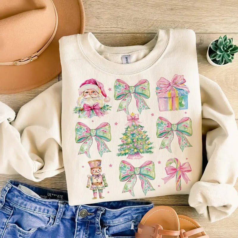 Floral Nutcracker Shirt Pink & Green Coquette Bow Girly Merry Preppy Pink T-Shirts, Hoodie, Sweatshirt - T-Shirt, Sweatshirt, Hoodie