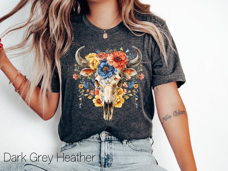Floral Cow Skull Shirt Boho Cow Skull Cow Skull Shirt Country Shirt Western Southwest Longhorn Buffalo Tshirtstyle{N002}2 T-Shirts, Hoodie, Sweatshirt - T-Shirt, Sweatshirt, Hoodie
