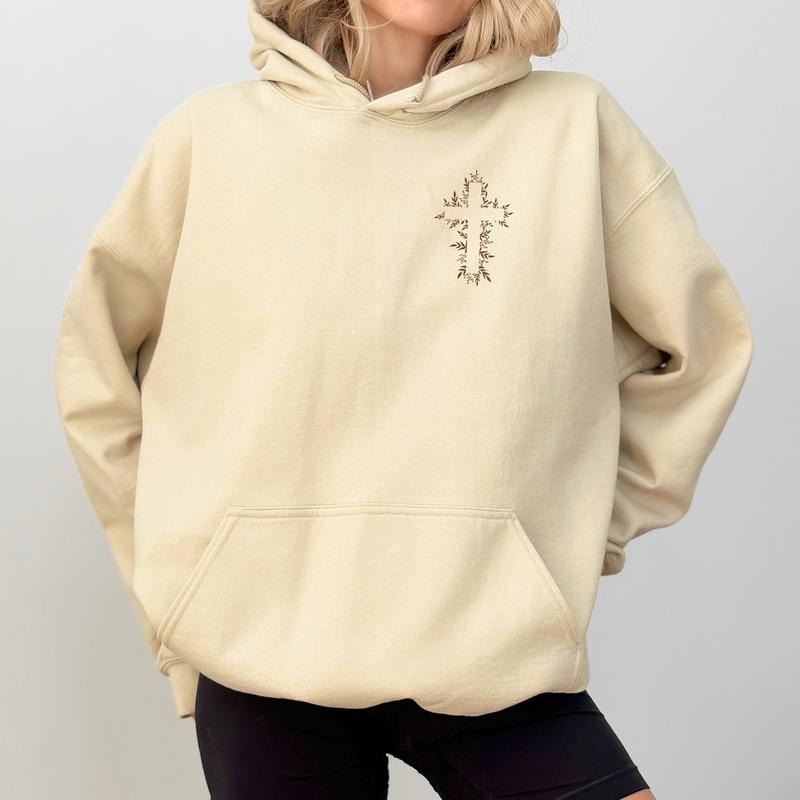 Floral Cross Faith Based Christian Christian Religious Tops Jesus Thanksgiving Comfy Long Sleeve Tops Casual Womenswear T-Shirts, Hoodie, Sweatshirt - T-Shirt, Sweatshirt, Hoodie
