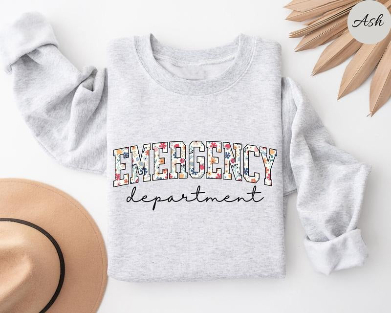 Floral Emergency Department Emergency Nurse Emergency Shirt ER Nurse Shirt ER Nurse ER Department T-Shirts, Hoodie, Sweatshirt - T-Shirt, Sweatshirt, Hoodie