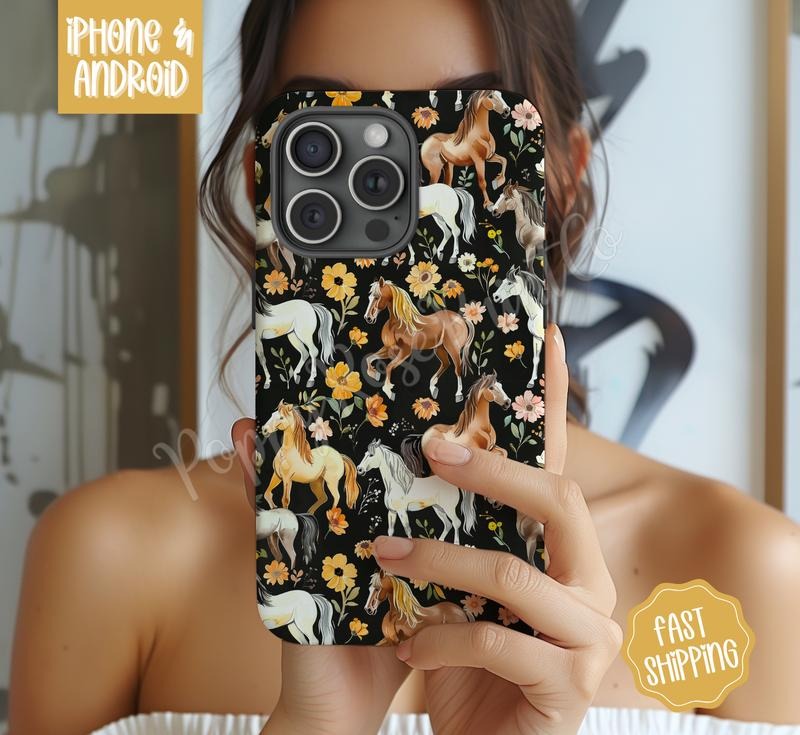 Floral Horse Phone Case Mag Safe Compatible Magnetic Tough Cases T-Shirts, Hoodie, Sweatshirt - T-Shirt, Sweatshirt, Hoodie