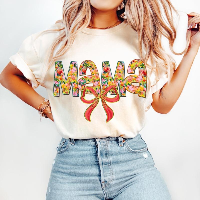 Floral Mama Coquette Mama Mama Varsity Mom Preppy Mama Mama Flowers Mama Shirt T-Shirts, Hoodie, Sweatshirt - T-Shirt, Sweatshirt, Hoodie