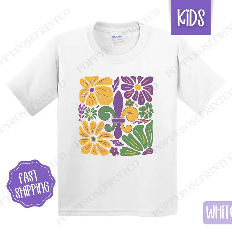 Floral Mardi Gras Bows Shirt Louisiana Parade Boho Children'S Cute Gildan T-Shirts, Hoodie, Sweatshirt - T-Shirt, Sweatshirt, Hoodie