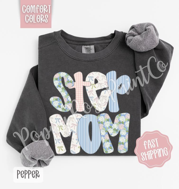 Floral Step Mom Comfort Colors Cute Spring Mama Coquette Flower T-Shirts, Hoodie, Sweatshirt - T-Shirt, Sweatshirt, Hoodie