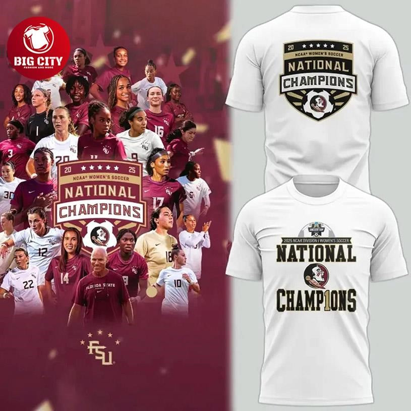 Florida State Seminoles 2025 NCAA Womens Soccer National Champions 2025 Two Sided Shirt Unisex T-shirt, Sweatshirt, Hoodie, Long Sleeve Tee - T-Shirt, Sweatshirt, Hoodie