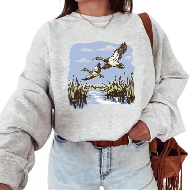 Flying Mallard Ducks Waterfowl Hunting Cotton Duck Hunting Scene Wetland Landscape Womenswear Day T-Shirts, Hoodie, Sweatshirt - T-Shirt, Sweatshirt, Hoodie